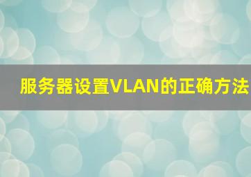 服务器设置VLAN的正确方法