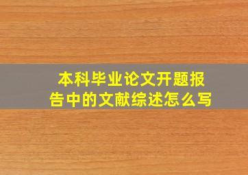 本科毕业论文开题报告中的文献综述怎么写