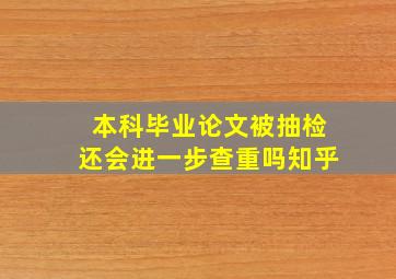 本科毕业论文被抽检还会进一步查重吗知乎