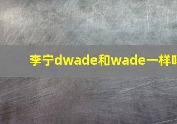 李宁dwade和wade一样吗