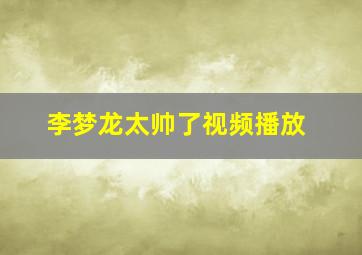 李梦龙太帅了视频播放