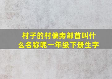 村子的村偏旁部首叫什么名称呢一年级下册生字