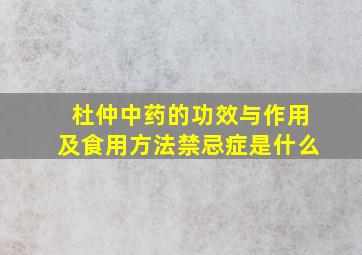 杜仲中药的功效与作用及食用方法禁忌症是什么