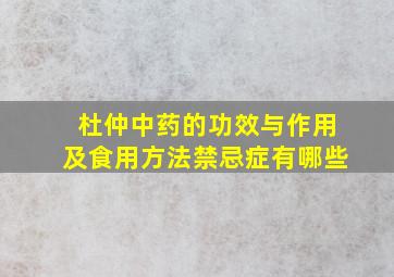 杜仲中药的功效与作用及食用方法禁忌症有哪些