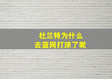 杜兰特为什么去篮网打球了呢