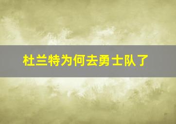 杜兰特为何去勇士队了