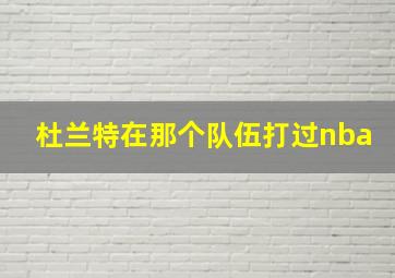 杜兰特在那个队伍打过nba