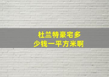 杜兰特豪宅多少钱一平方米啊