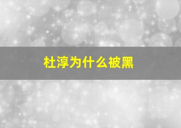 杜淳为什么被黑