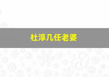 杜淳几任老婆