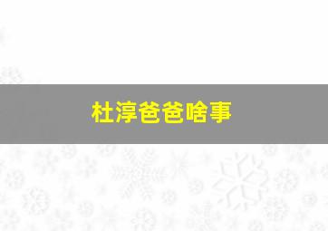 杜淳爸爸啥事