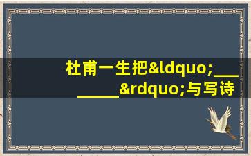 杜甫一生把“________”与写诗作为自己追求的事业