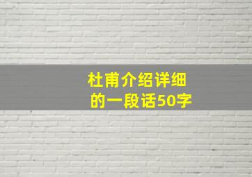 杜甫介绍详细的一段话50字