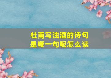 杜甫写浊酒的诗句是哪一句呢怎么读