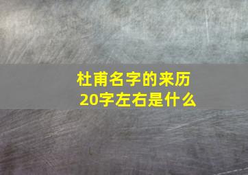 杜甫名字的来历20字左右是什么