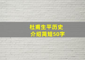 杜甫生平历史介绍简短50字