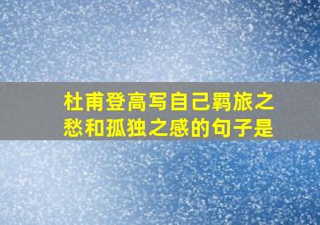 杜甫登高写自己羁旅之愁和孤独之感的句子是