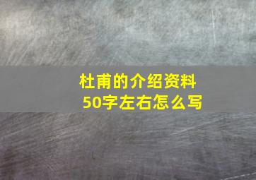 杜甫的介绍资料50字左右怎么写