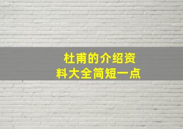 杜甫的介绍资料大全简短一点