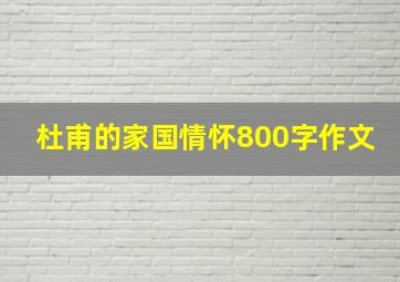 杜甫的家国情怀800字作文