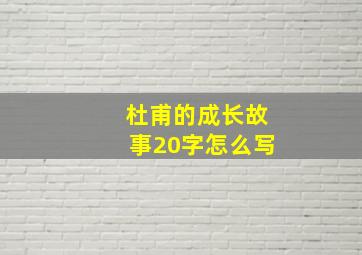 杜甫的成长故事20字怎么写