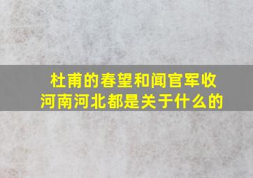 杜甫的春望和闻官军收河南河北都是关于什么的