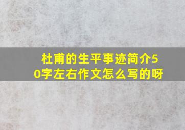 杜甫的生平事迹简介50字左右作文怎么写的呀