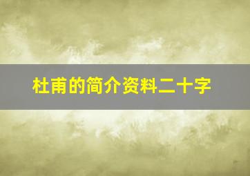 杜甫的简介资料二十字