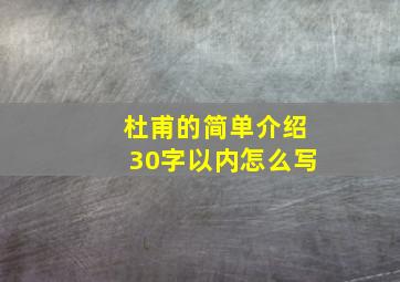 杜甫的简单介绍30字以内怎么写