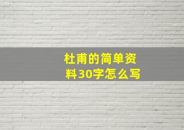 杜甫的简单资料30字怎么写