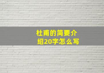 杜甫的简要介绍20字怎么写