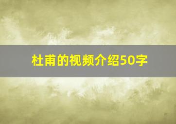 杜甫的视频介绍50字