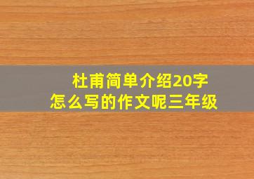 杜甫简单介绍20字怎么写的作文呢三年级