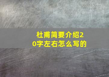 杜甫简要介绍20字左右怎么写的