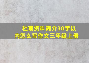 杜甫资料简介30字以内怎么写作文三年级上册