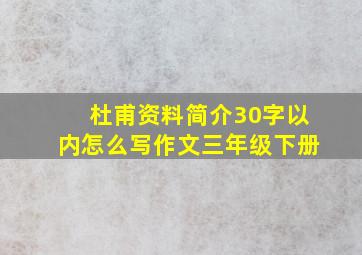 杜甫资料简介30字以内怎么写作文三年级下册