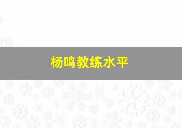 杨鸣教练水平