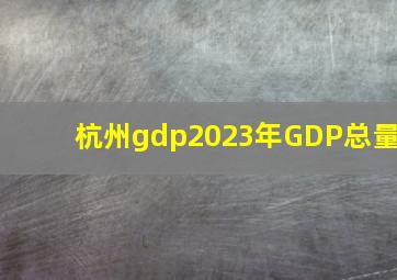 杭州gdp2023年GDP总量