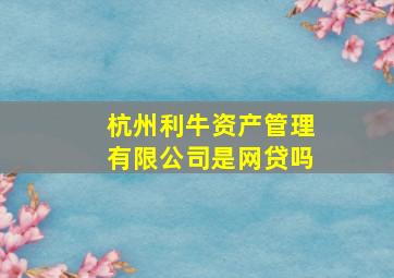 杭州利牛资产管理有限公司是网贷吗