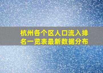 杭州各个区人口流入排名一览表最新数据分布