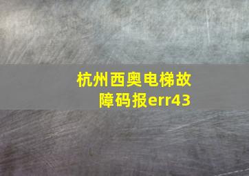 杭州西奥电梯故障码报err43