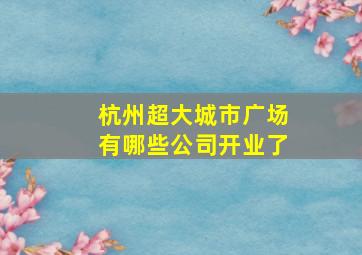 杭州超大城市广场有哪些公司开业了