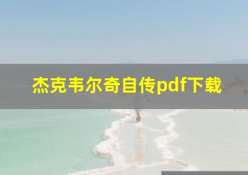 杰克韦尔奇自传pdf下载