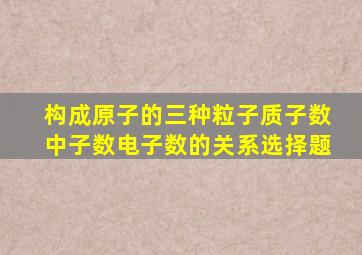 构成原子的三种粒子质子数中子数电子数的关系选择题