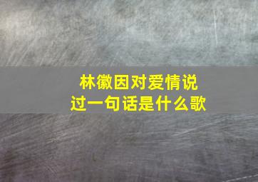 林徽因对爱情说过一句话是什么歌