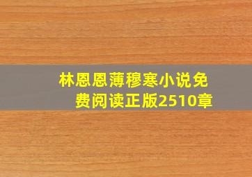 林恩恩薄穆寒小说免费阅读正版2510章