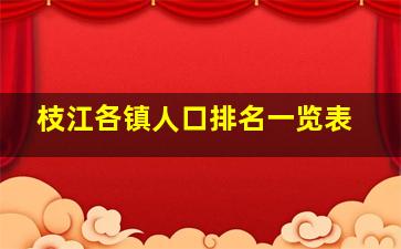 枝江各镇人口排名一览表