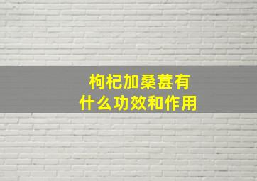 枸杞加桑葚有什么功效和作用