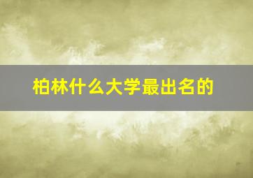 柏林什么大学最出名的