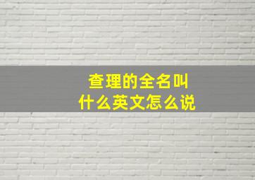 查理的全名叫什么英文怎么说